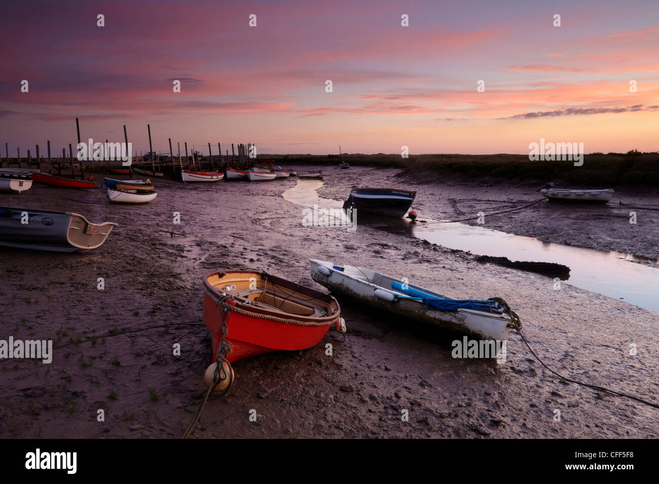 Einen schönen Sonnenaufgang am Morston Quay, North Norfolk, England, Vereinigtes Königreich, Europa Stockfoto