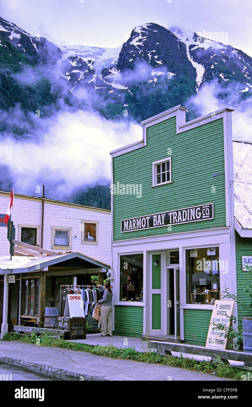 Die Stadt Stewart im Norden von British Columbia sitzt an der Spitze des Portland Kanals und grenzt an die Alaskan Stadt Hyder; Stockfoto