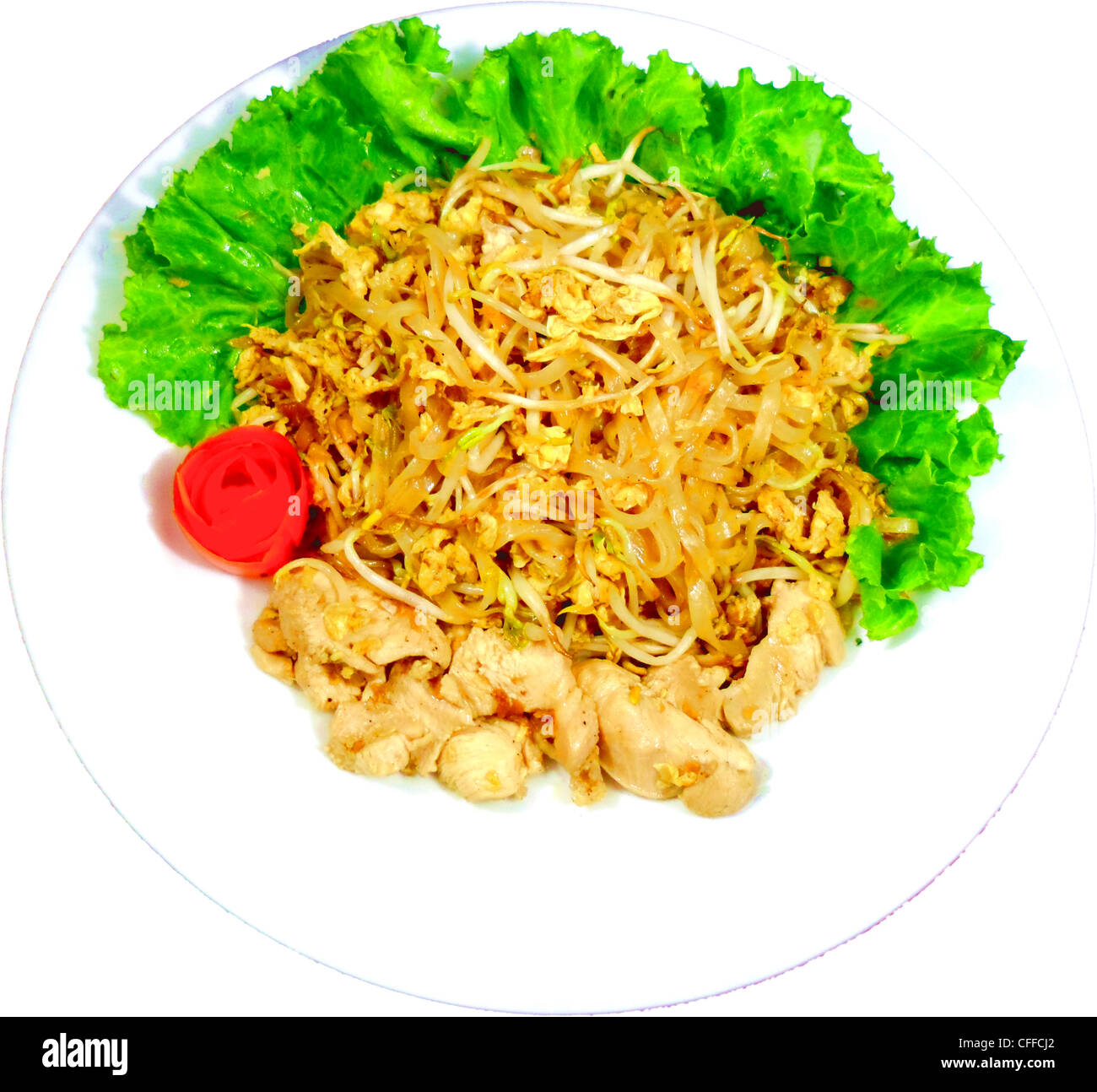 Thai Kua Kai (Thai Stir Fried Chicken Noodle) Stockfoto