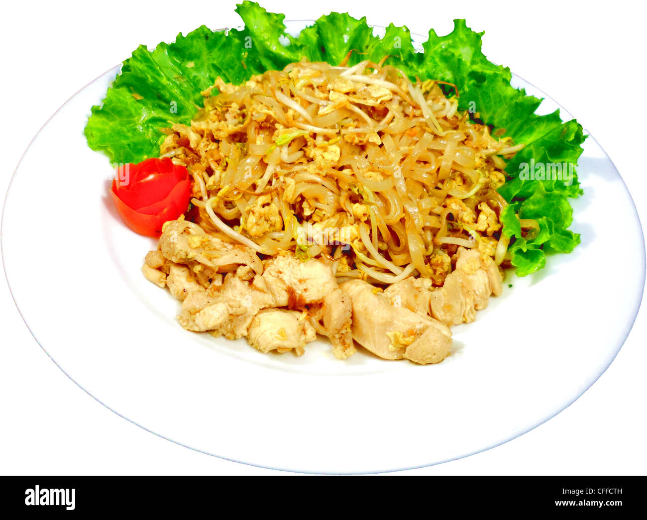 Thai Kua Kai (Thai Stir Fried Chicken Noodle) Stockfoto