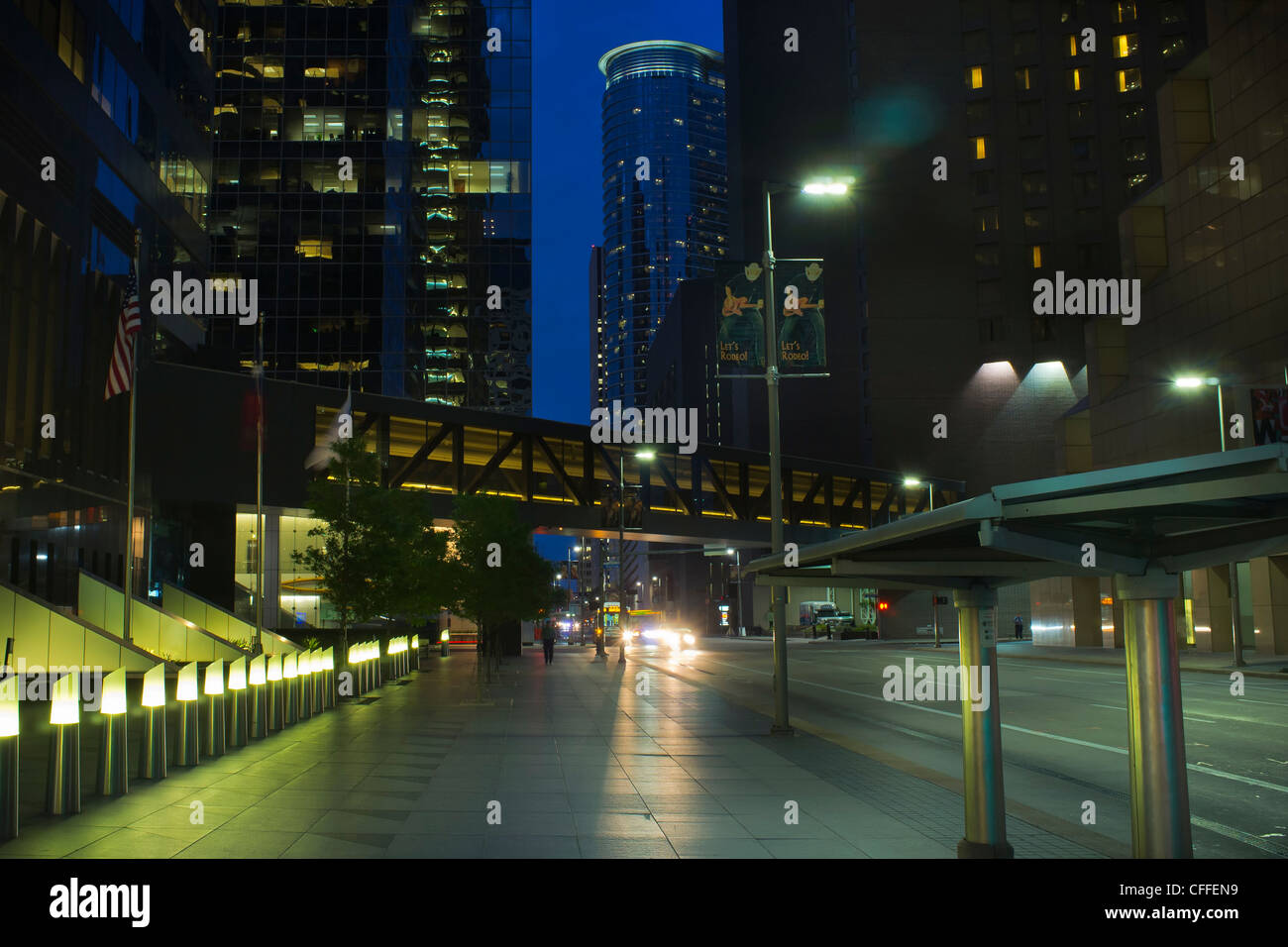 Nachtleben in der Innenstadt von Houston Stockfoto