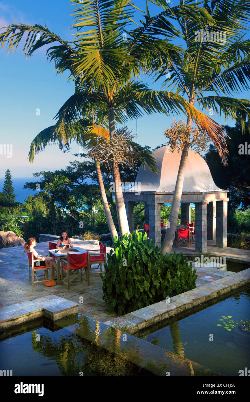 Golden Rock Hotel Gärten in Nevis Stockfoto