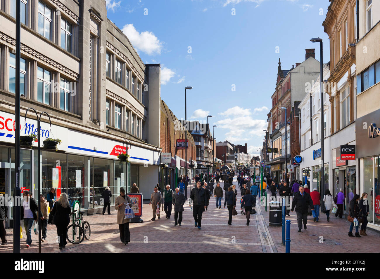 Geschäfte auf der St Peters Street im Zentrum Stadt Derby, Derbyshire, East Midlands, England, UK Stockfoto