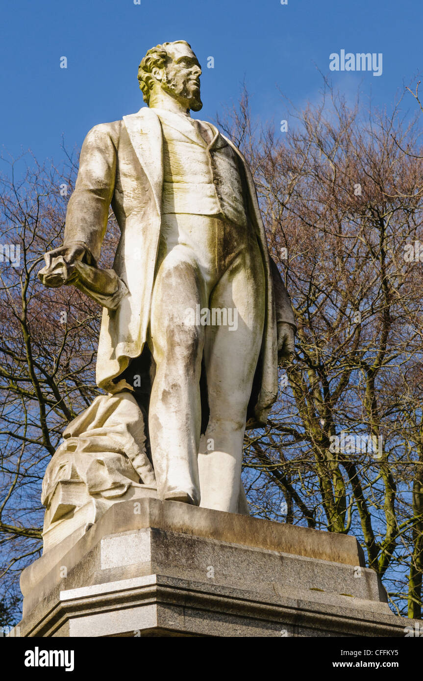 Statue von Edward Geoffrey Stanley (Edward Smith-Stanley), 14. Earl of Derby, in Avenham und Miller Park, Preston Stockfoto
