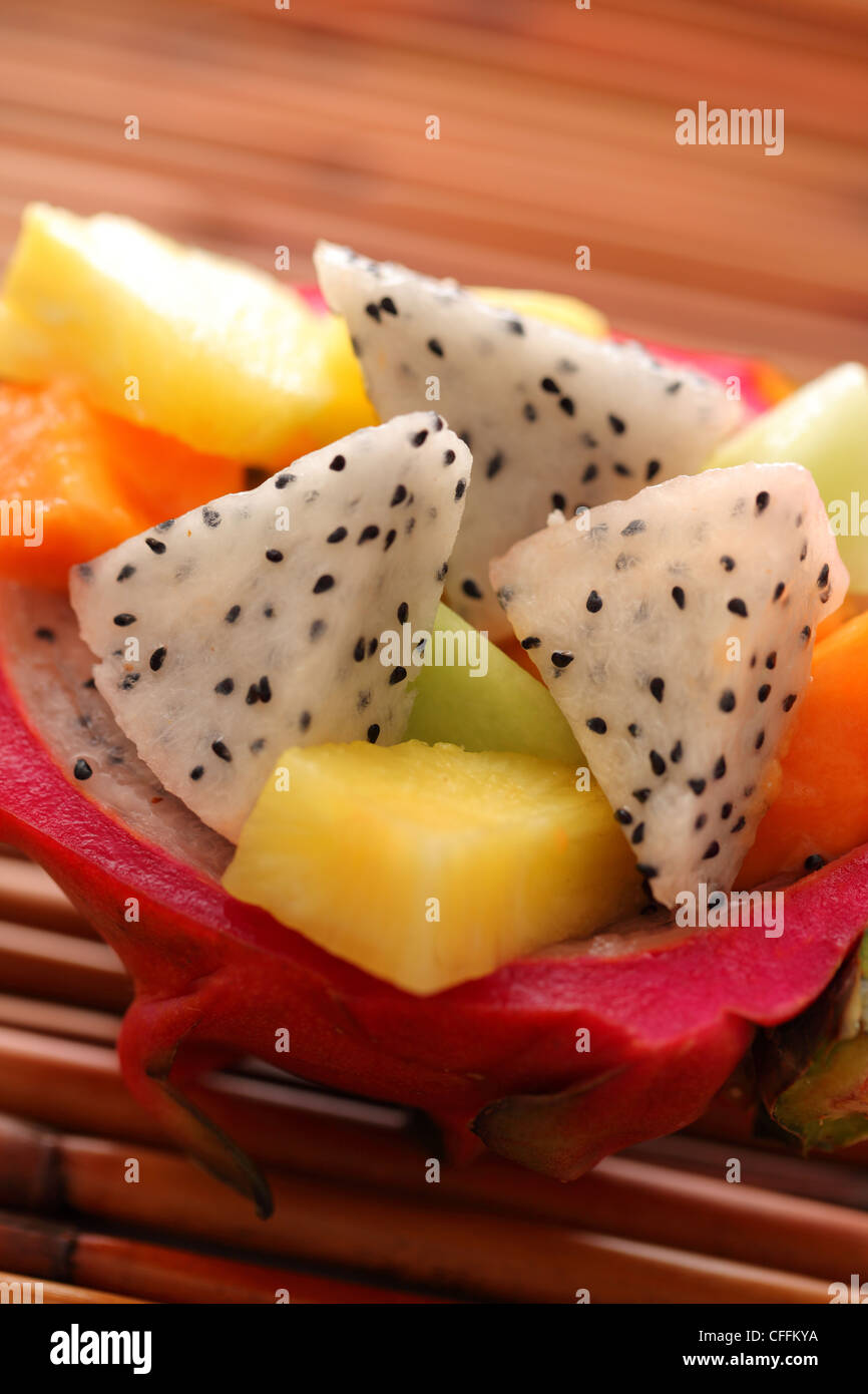 Drachenfrucht tropischer Salat closeup Stockfoto