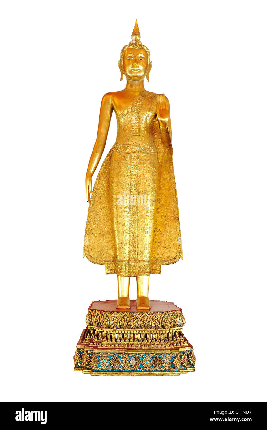 Goldene Buddha-Statue im Wat Pho, isoliert Stockfoto