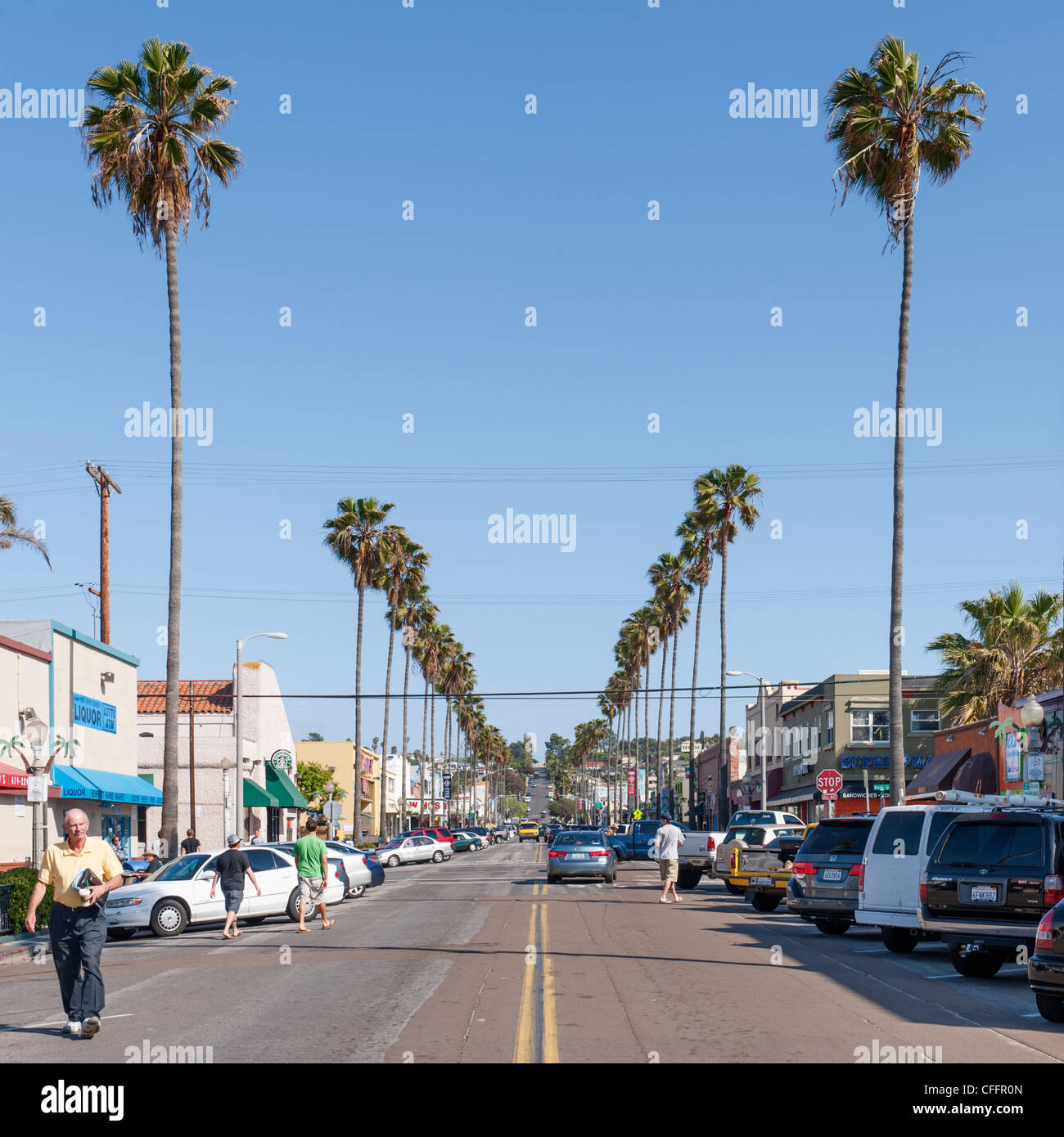 Ocean Beach Newport Avenue, San Diego Stockfoto