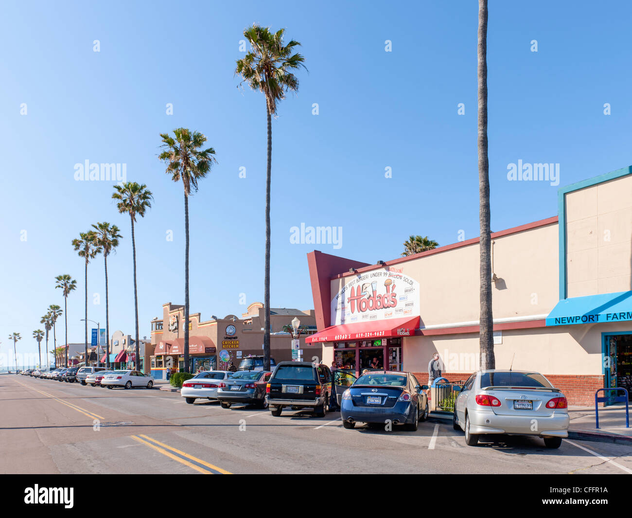 Ocean Beach Newport Avenue, San Diego Stockfoto