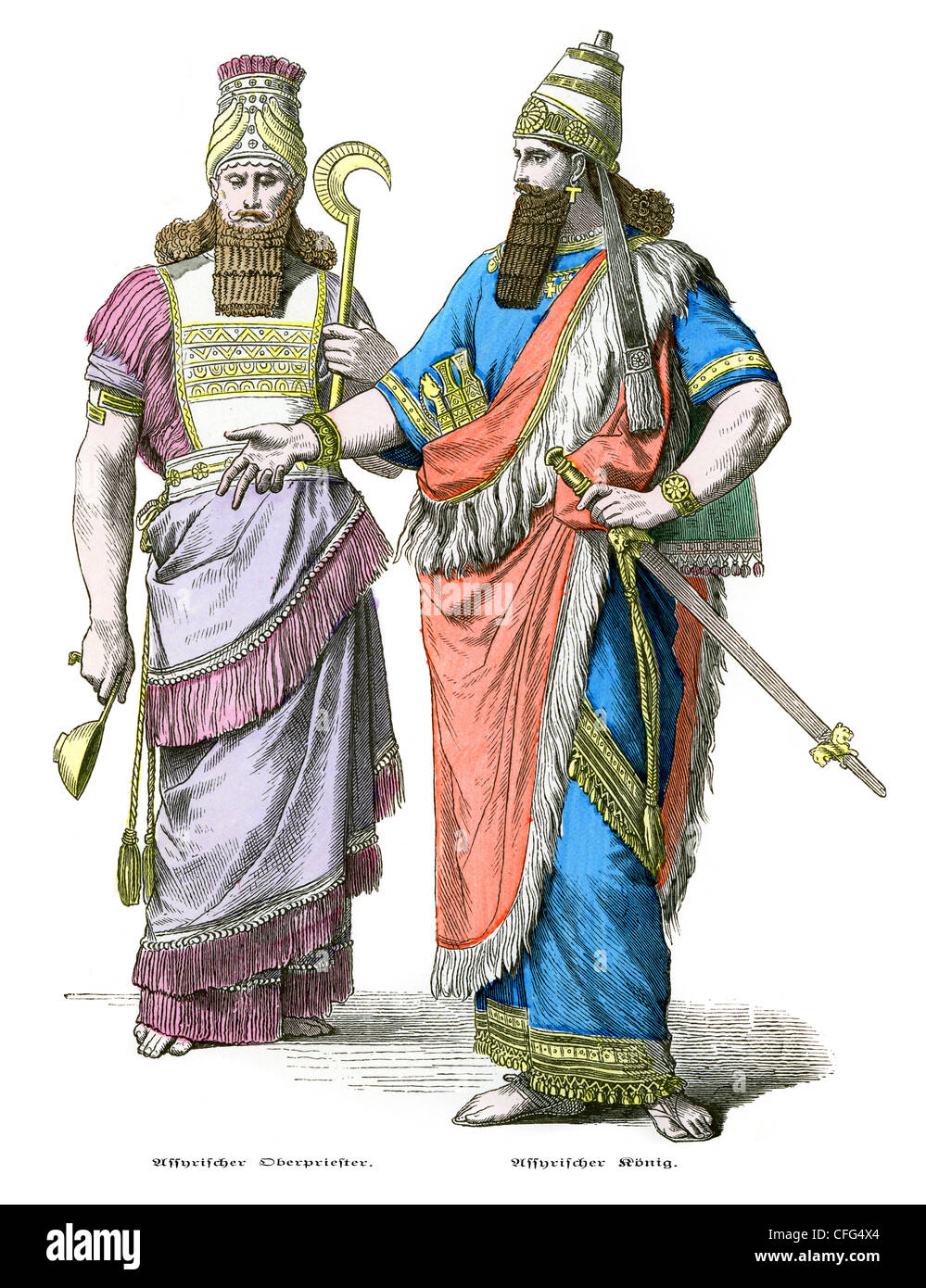 Eine assyrische hohe Priester und König. Stockfoto