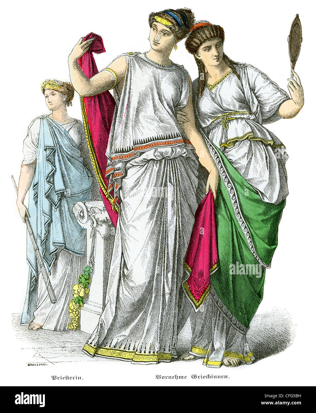Antike griechische Priesterin und edlen Frauen Stockfoto