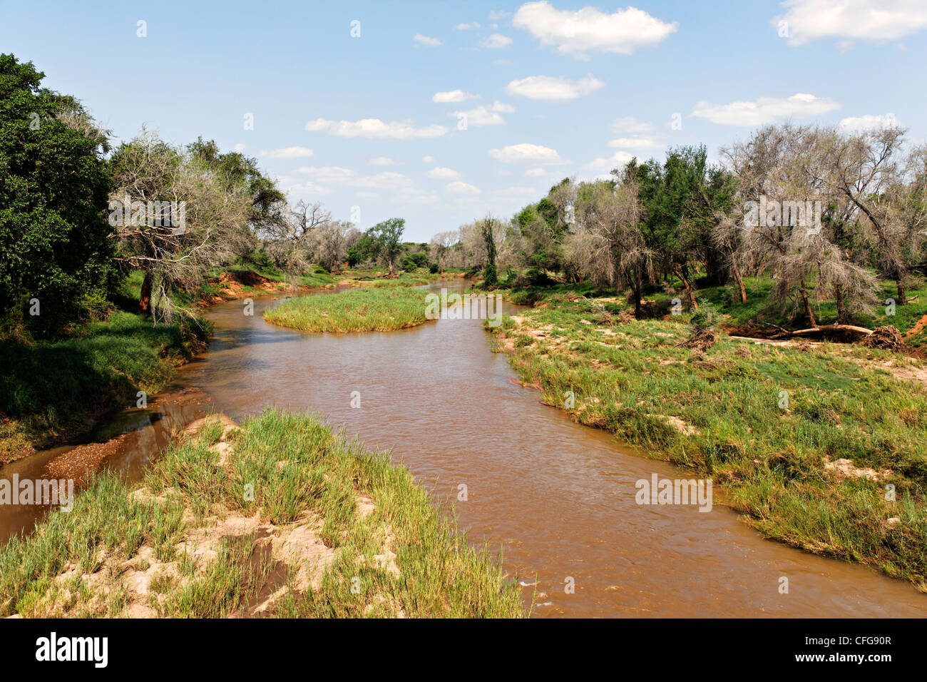 Luvuvhu Fluss und die Landschaft, Krüger Nationalpark, Südafrika Stockfoto