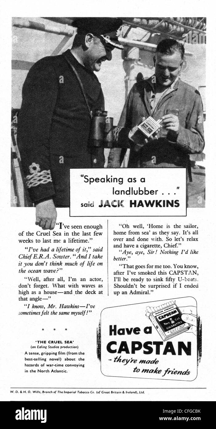 Capstan Zigaretten Anzeige aus dem Jahr 1953 Stockfoto