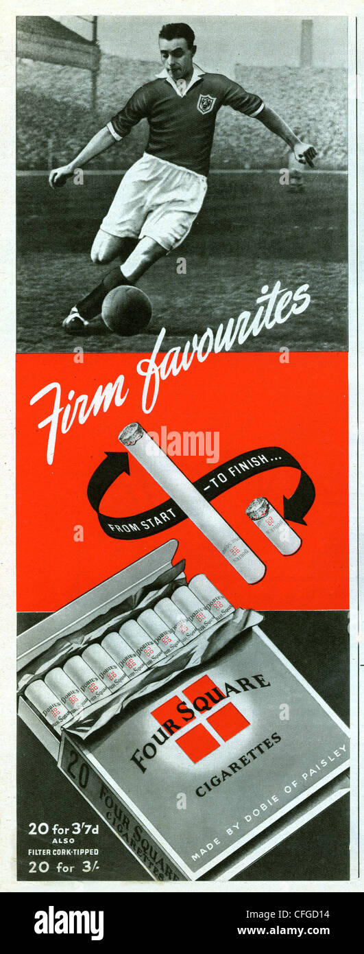 Vier quadratischen Zigaretten Anzeige von 1952 Stockfoto