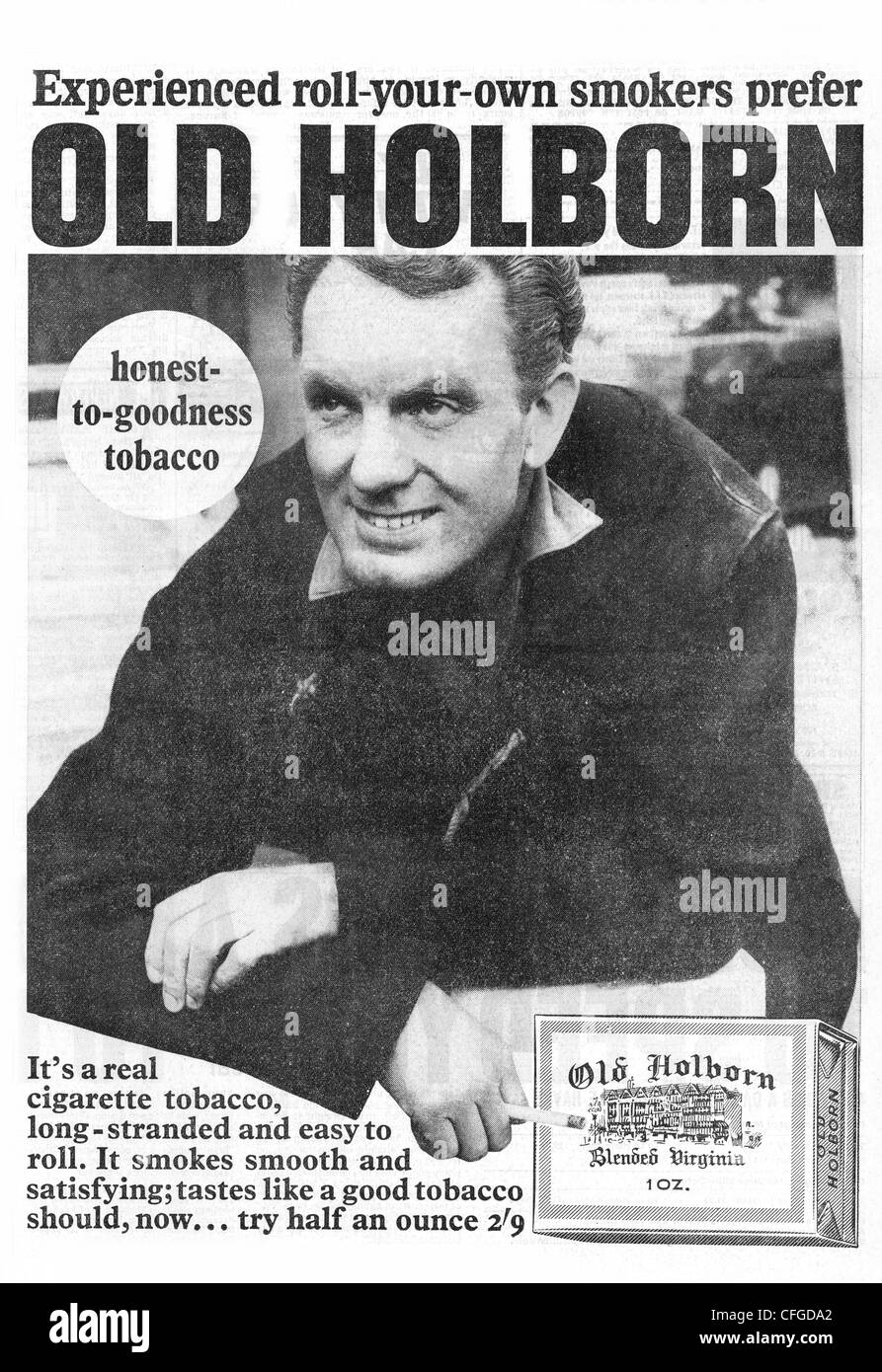 Old Holborn Tabak Anzeige von 1965 Stockfoto