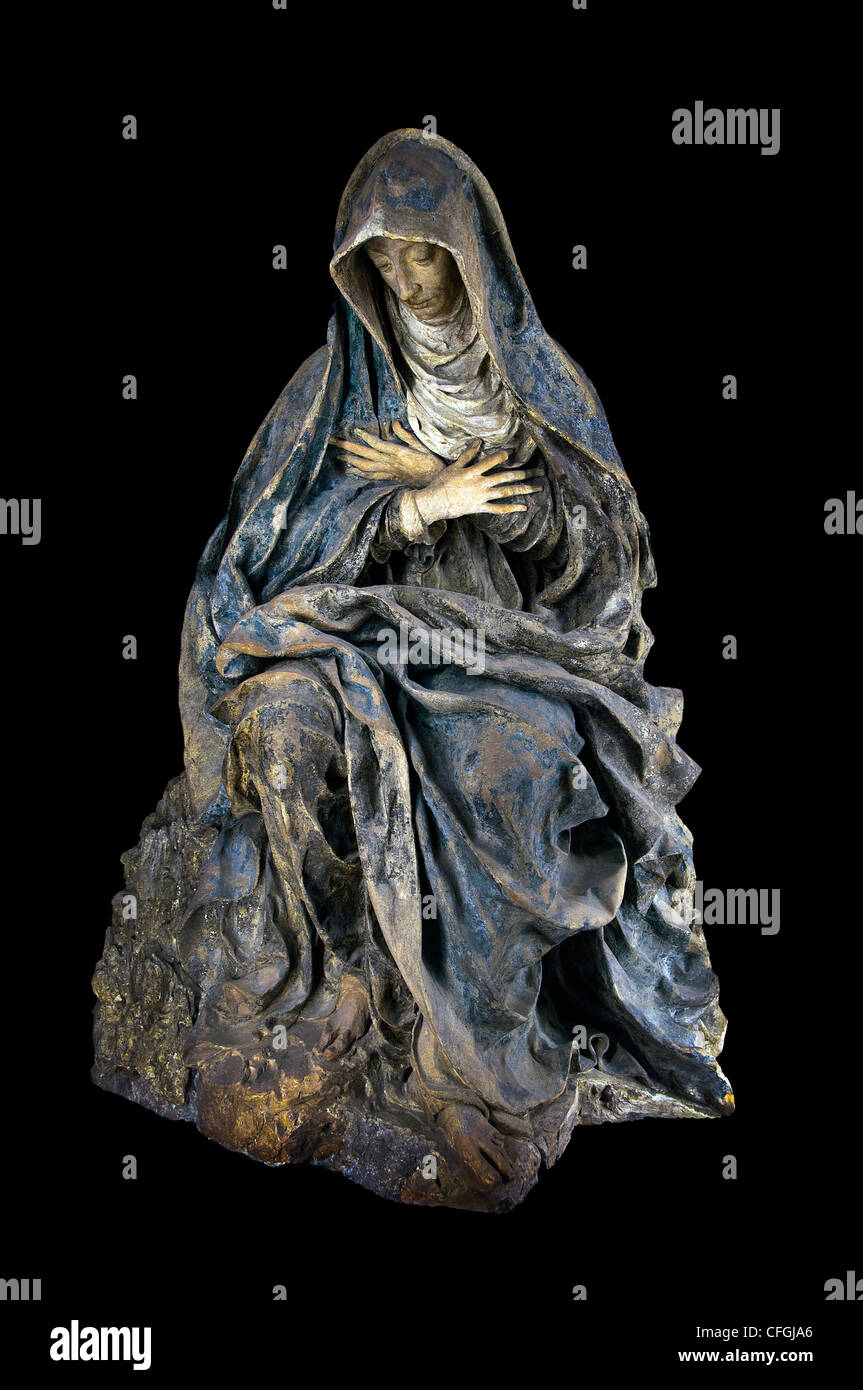 Vierge de Douleur Gypse de Germain Pilon - Mater Dolorosa polychrome Terrakotta Gips Germain Pilon 1540-1590 Stockfoto