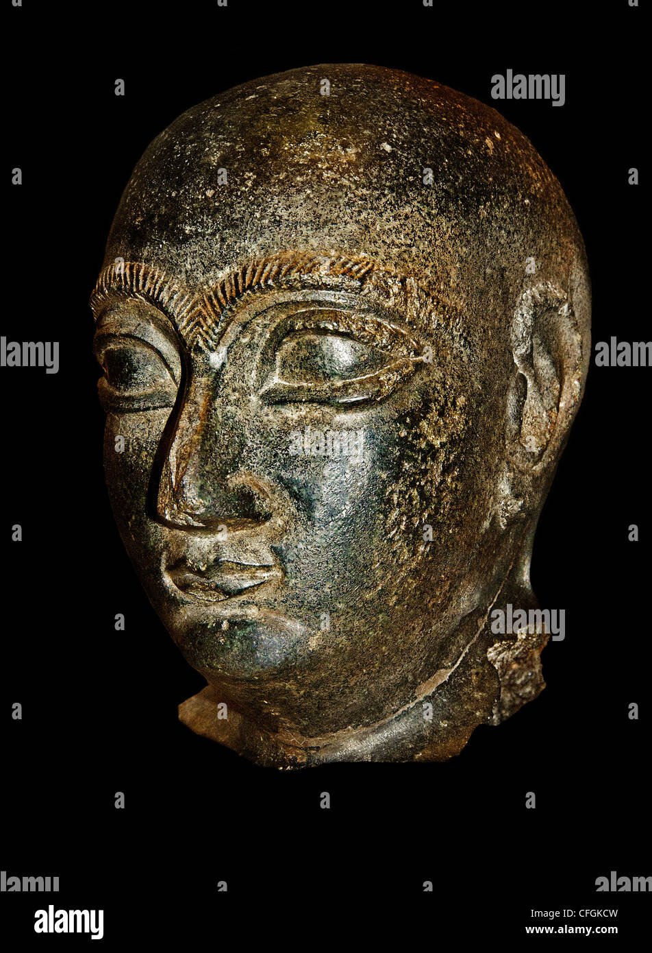 Kopf eines Mannes Diorit Tello alten neusumerischen Neo sumerischen Sumer Hauran phönizischen punischen Welt Südarabien Stockfoto