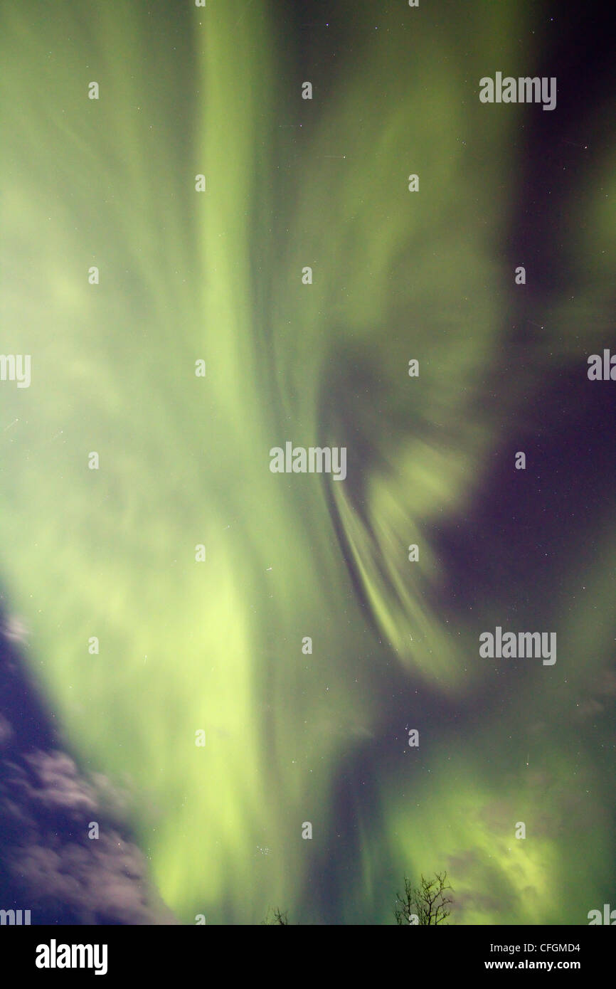 Aurora borealis oder Nordlicht, das über Nacht Himmel innerhalb des Polarkreises Tromso Troms Region Norwegen 2012 Beste Stockfoto
