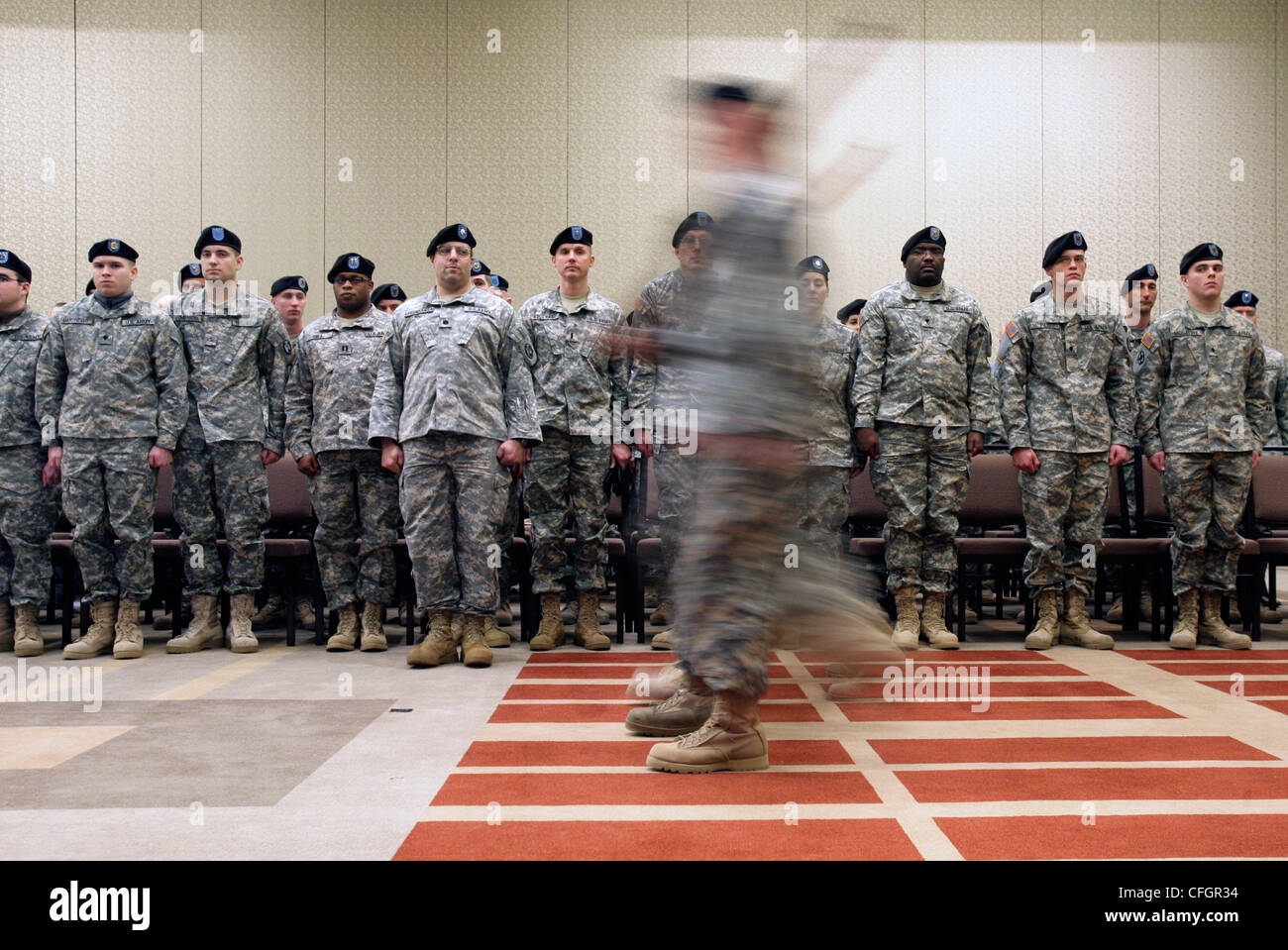 Truppen der Nationalgarde Massachusetts während einer Bereitstellung Zeremonie vor der Abreise nach Irak, Boston, Massachusetts Stockfoto