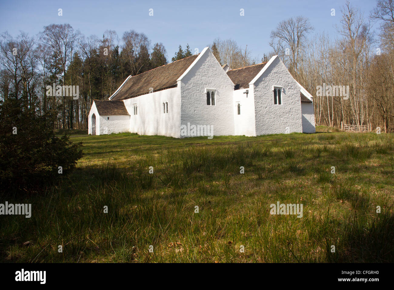St Teilo Kirche um 1100ad mit 500 Jahre alten Wandmalereien, keltische römisch-katholische Kirche gebaut. Stockfoto