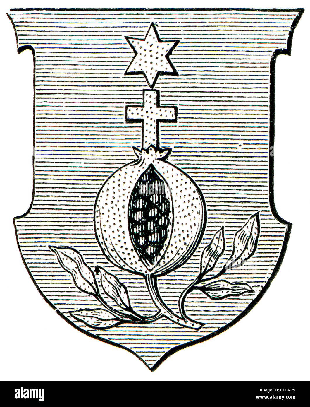 Wappen der Brüder des Hl. Johannes von Gott Hospitaliter. Die römisch-katholische Kirche. Stockfoto