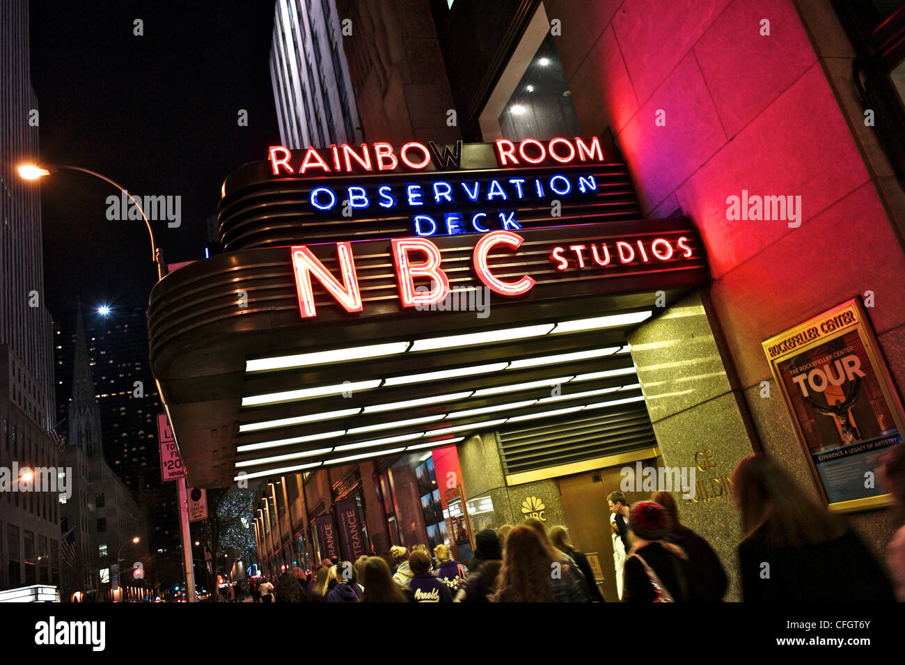 Der Rainbow Room und NBC Studios Observation Deck Eingang. Stockfoto
