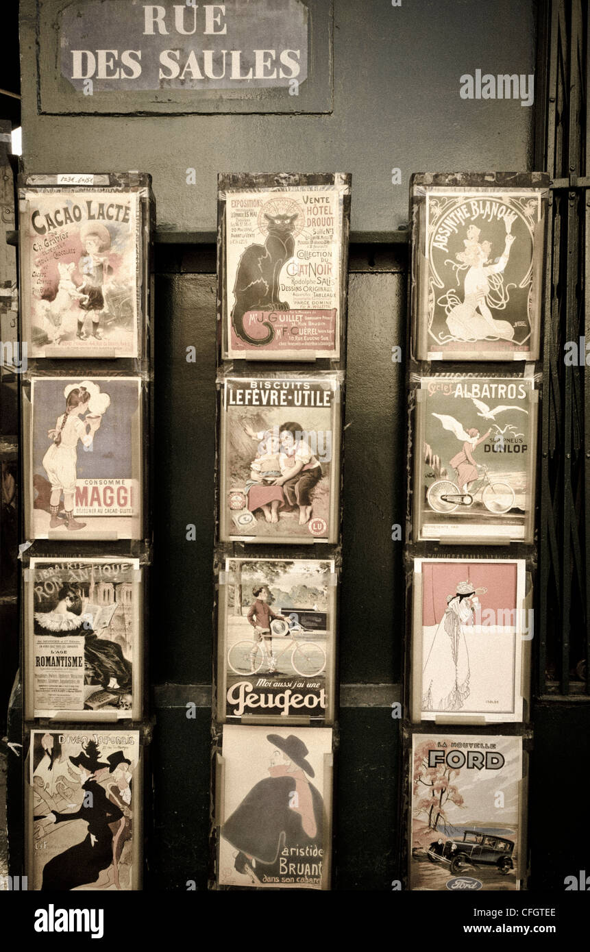Antike Drucke zu verkaufen in Montmartre, Paris, Frankreich Stockfoto