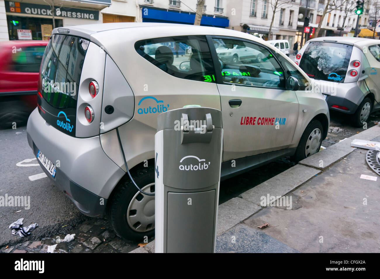 Autolib Self-Service Elektro-Autovermietung Paris Frankreich Stockfoto