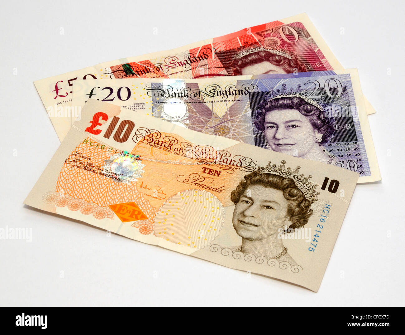 Großbritannien UK Pfund-Banknoten. Stockfoto