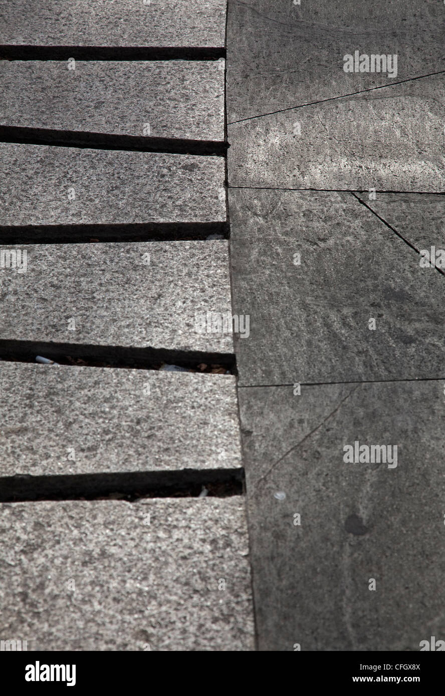 Abstrakten Detail von Pflastersteinen in einem park Stockfoto