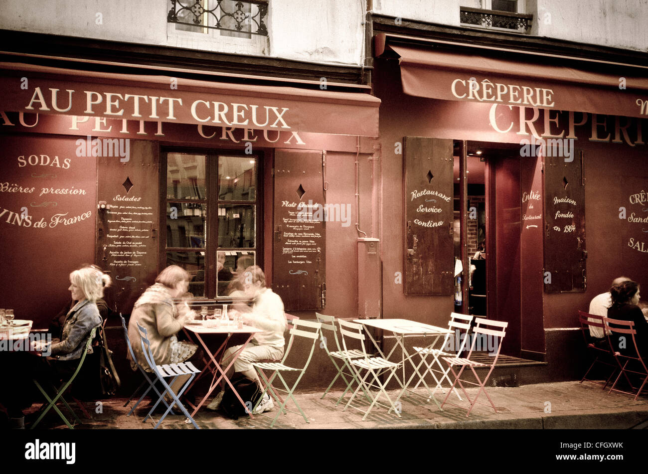 Au Petit Creux Creperie, Montmartre, Paris, Frankreich Stockfoto