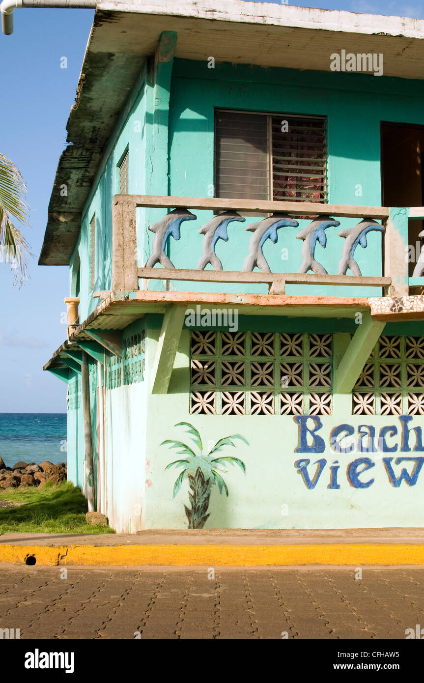 Fassade bunte alte Hotel Waterfront North End Big Corn Island Nicaragua Zentralamerika Stockfoto