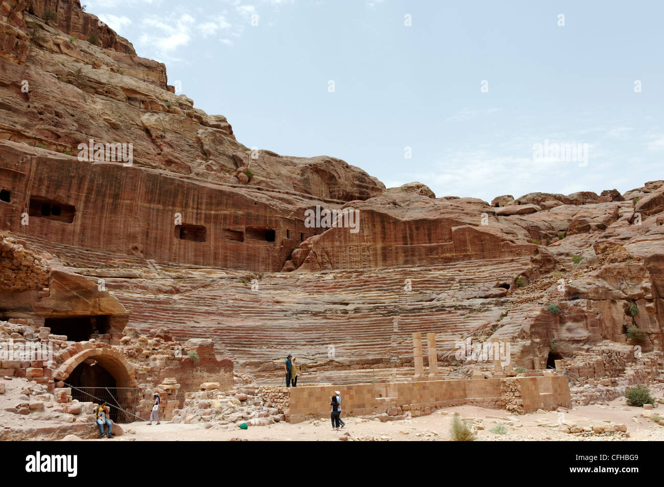 Petra. Jordanien. Ansicht des 1. Jahrhunderts klassischen Stil Theater an der Red Rose von Petra. Mithilfe der Nabatäer erstellt Stockfoto