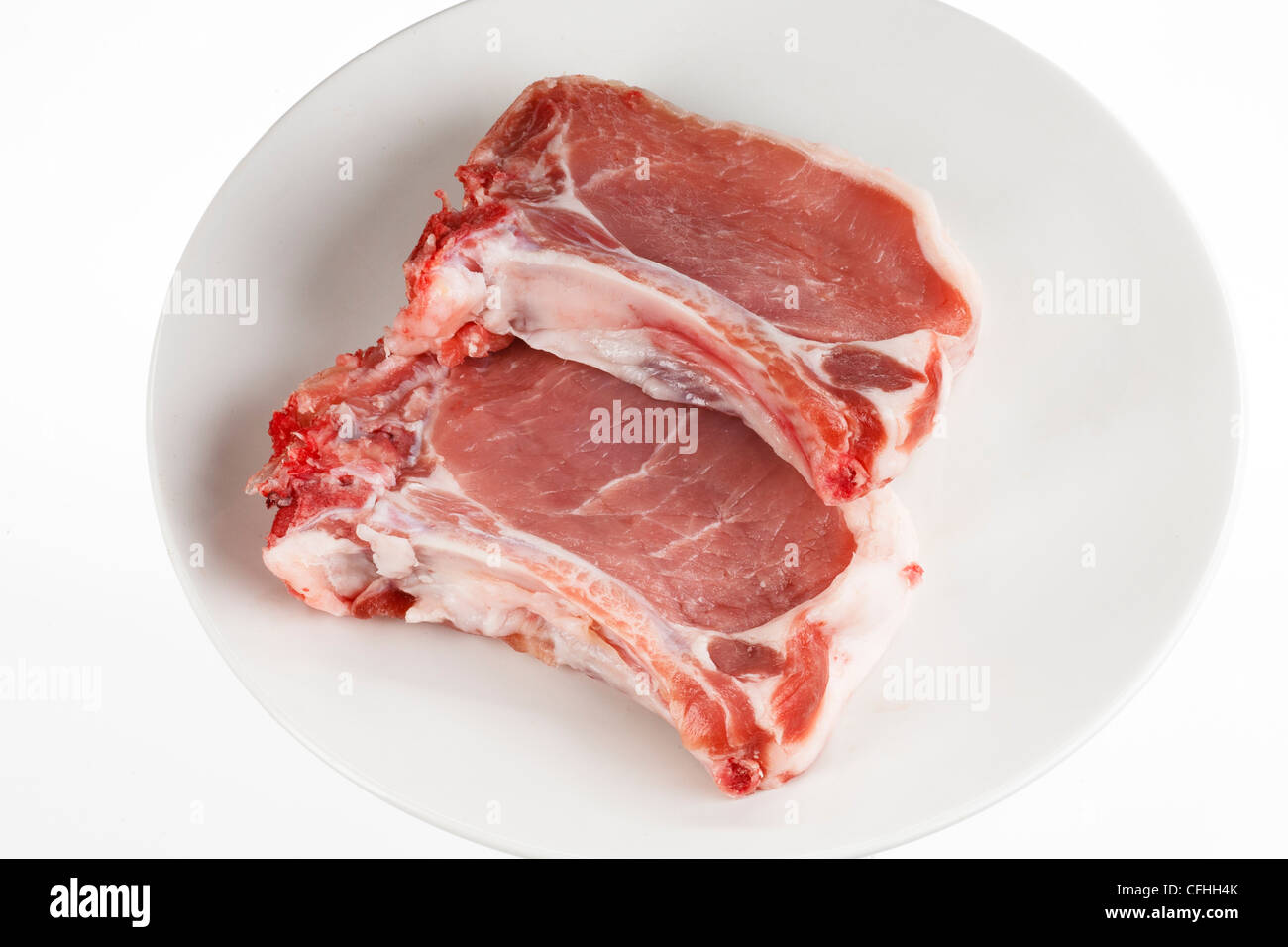 Schnitzel auf einem weißen Teller Stockfoto