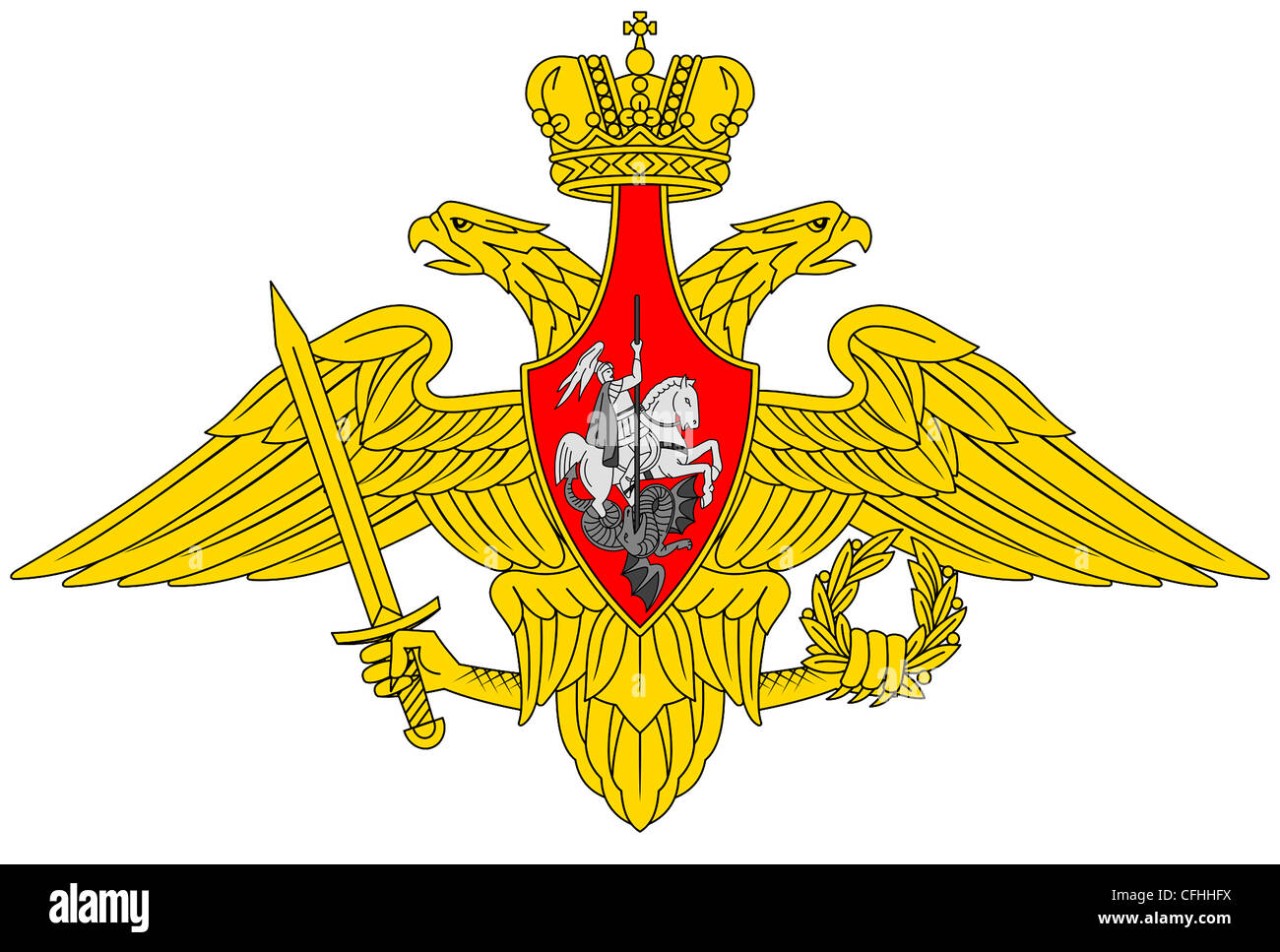 Wappen des Verteidigungsministeriums der Russischen Föderation. Stockfoto