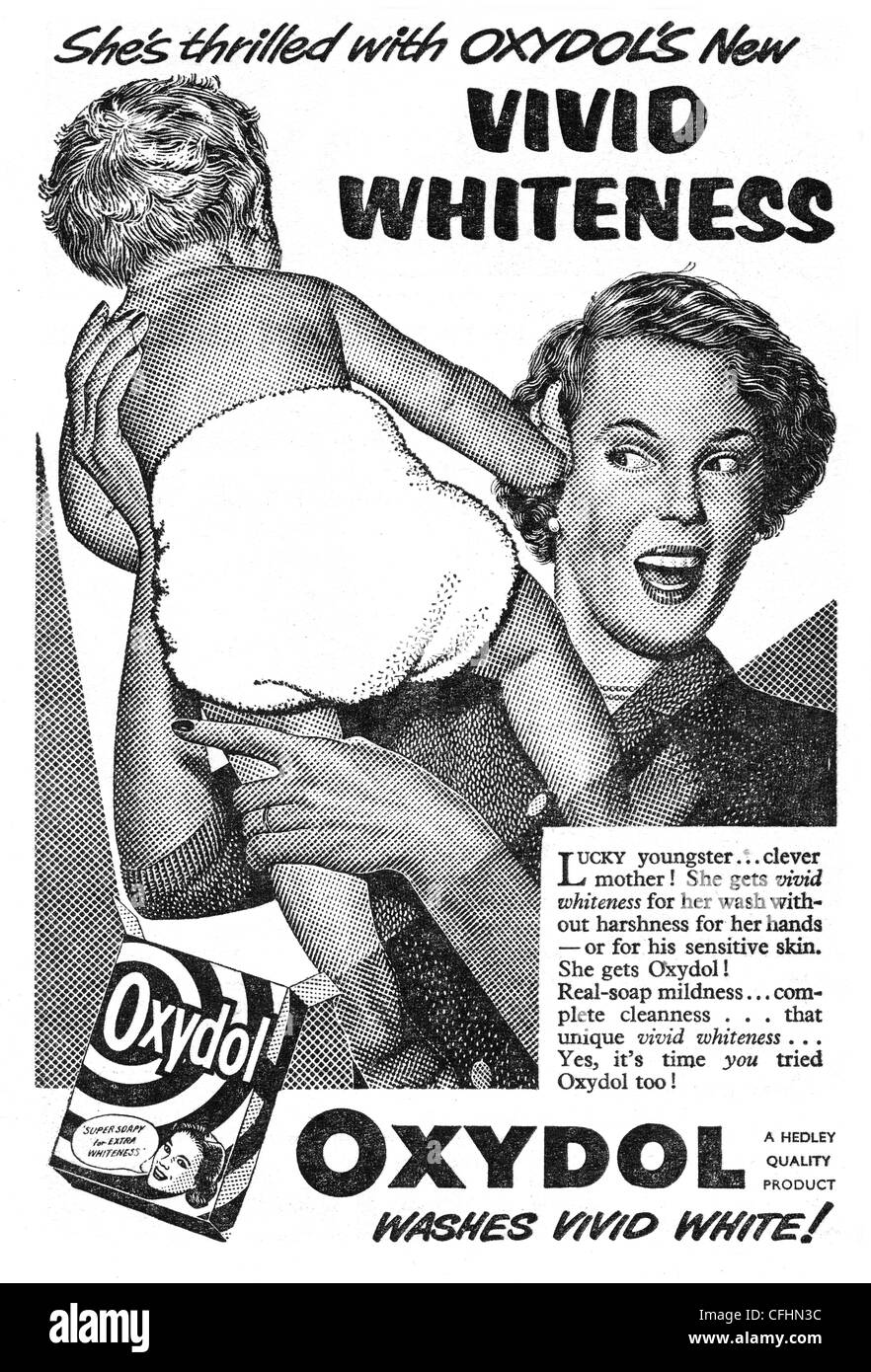 Oxydol waschen Pulver Anzeige von 1954, eine Marke im Besitz von Proctor & Gamble Stockfoto
