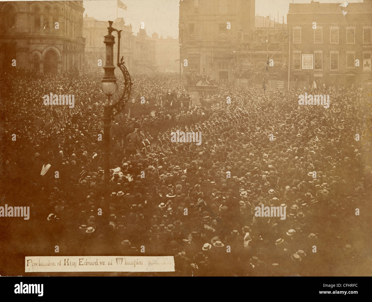 Proklamation des Beitritts von König Edward VII, Rathaus, Queen Square, Wolverhampton, 26. Januar 1901. Stockfoto