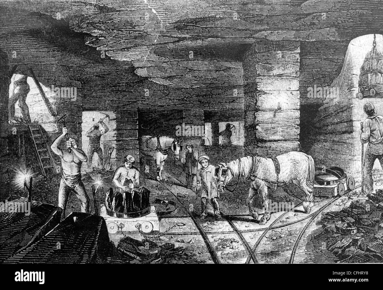 Ausstieg der zehn Hof Kohle, Bradley Mine, Bilston, 1851. Stockfoto