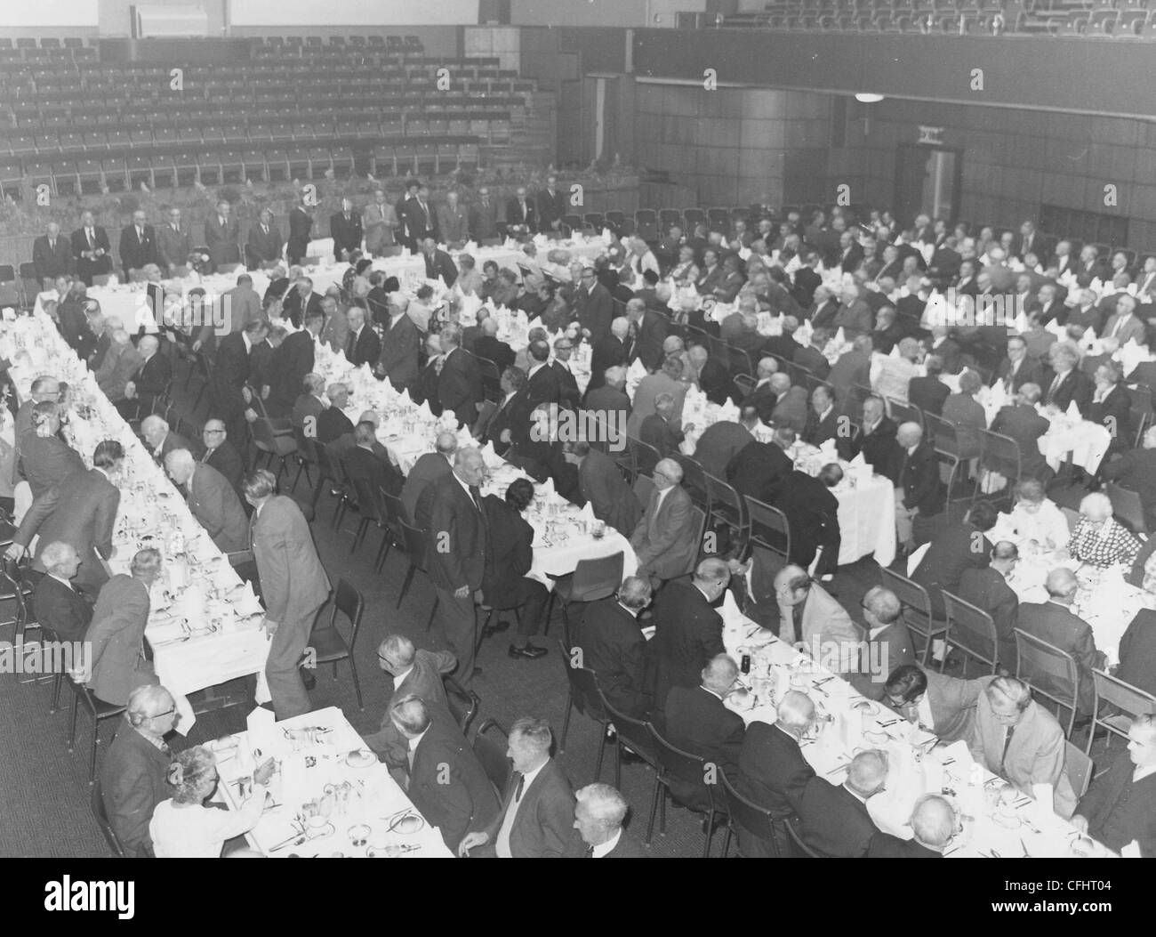 Bankett, Goodyear Reifen & Rubber Company (Großbritannien) Ltd., Wolverhampton, Mitte des 20. Jahrhunderts. Stockfoto