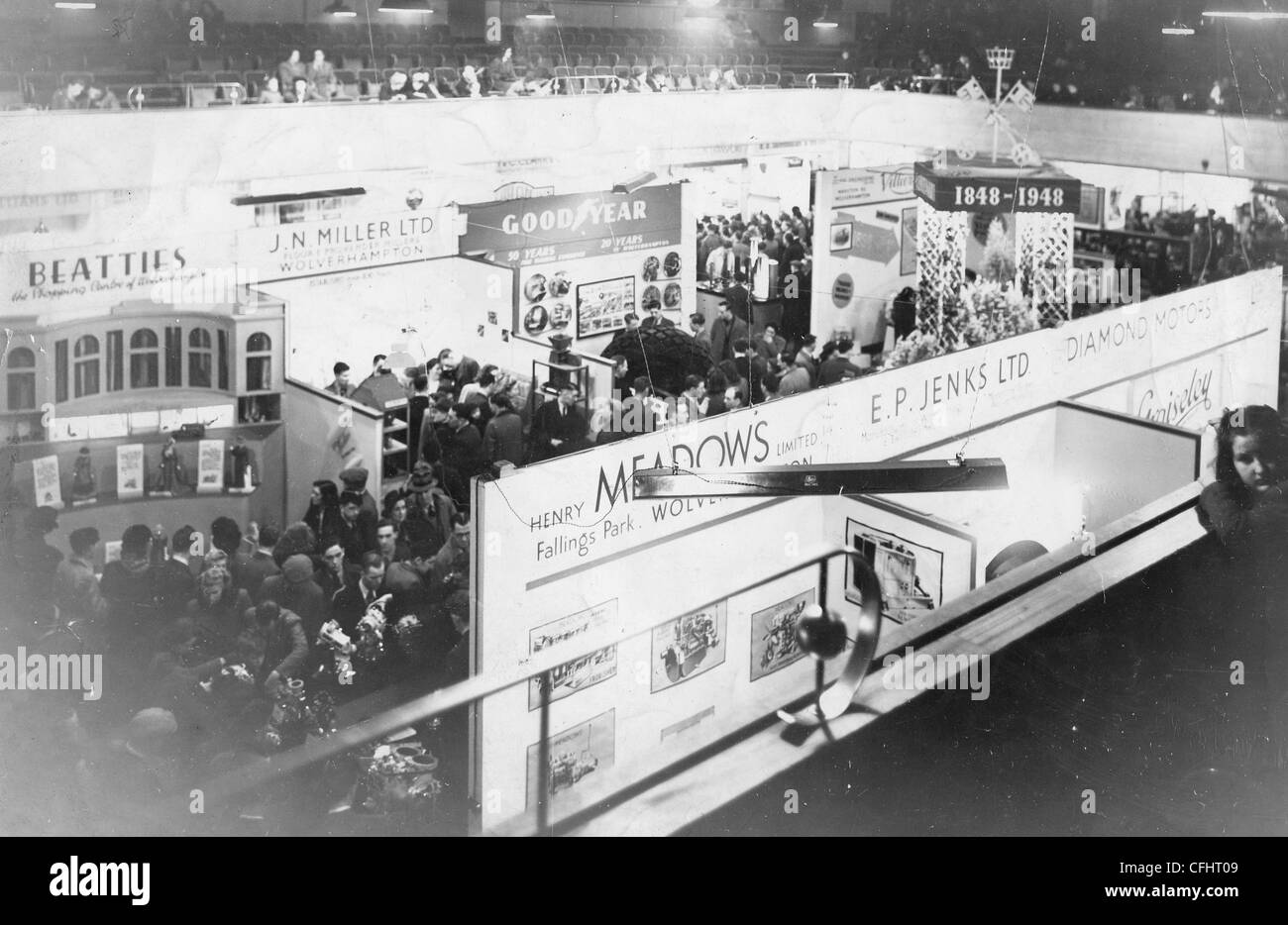 Messestand von Goodyear Reifen & Rubber Company Ltd., Wolverhampton, 1948. Stockfoto