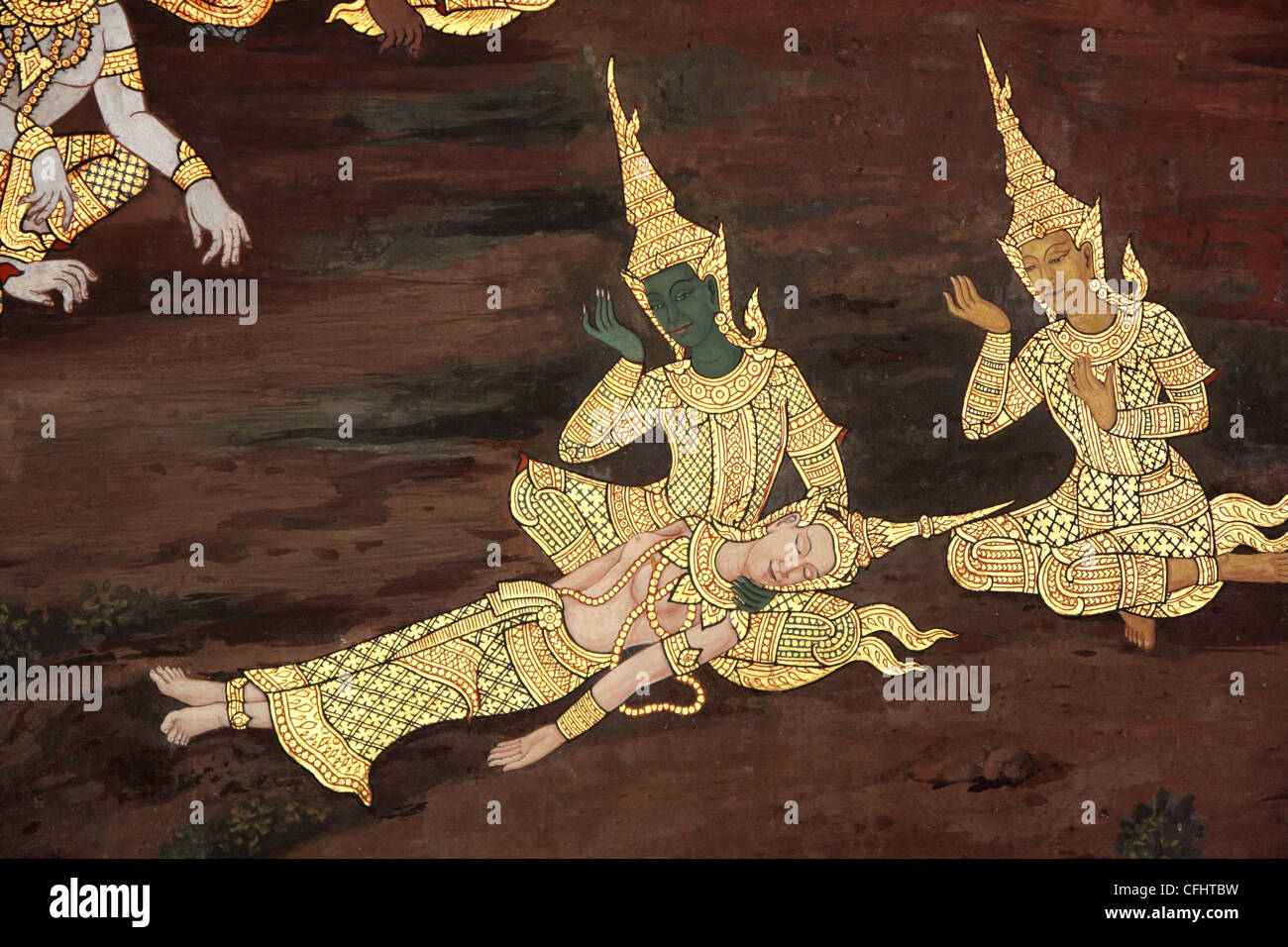 Wandmalereien im Grand Palace in Bangkok Stockfoto