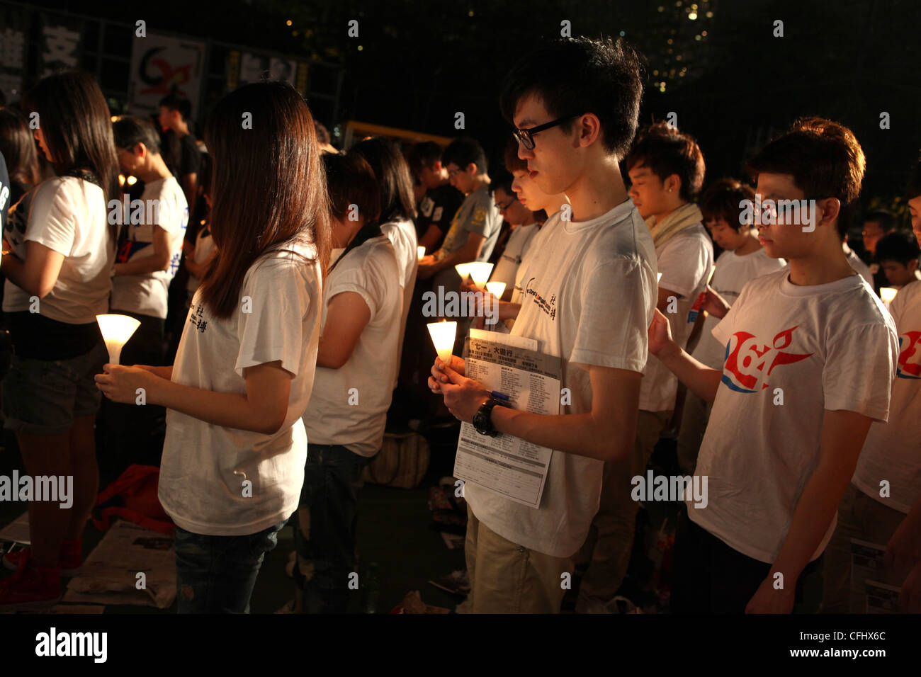 Kerzenlicht-Mahnwache, Hong Kong Stockfoto