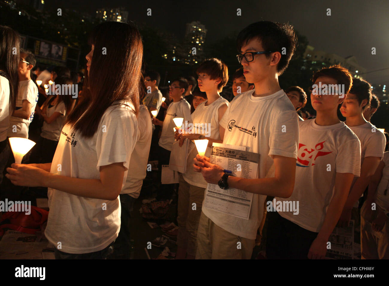 Kerzenlicht-Mahnwache, Hong Kong Stockfoto