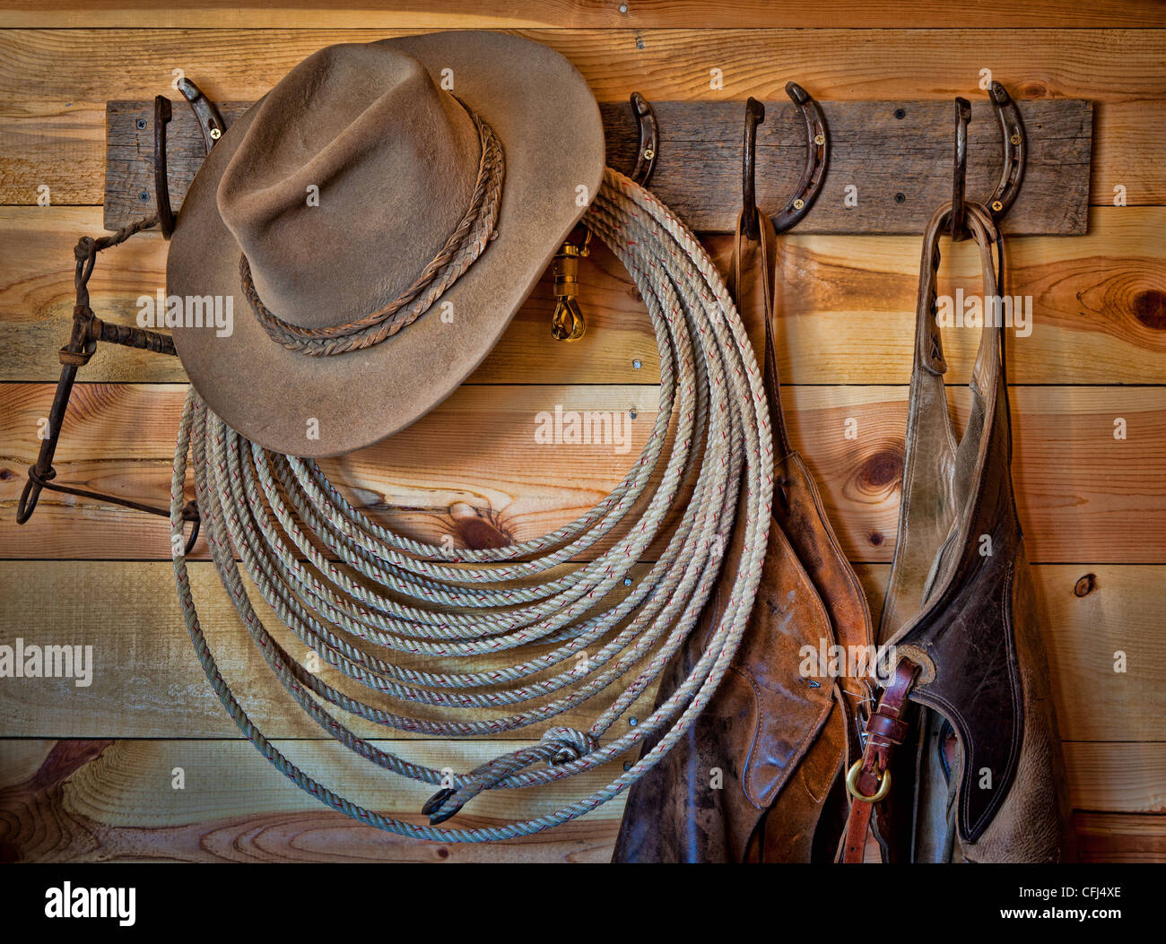 Kleiderbügel auf einer Ranch im nordöstlichen Wyoming Stockfoto