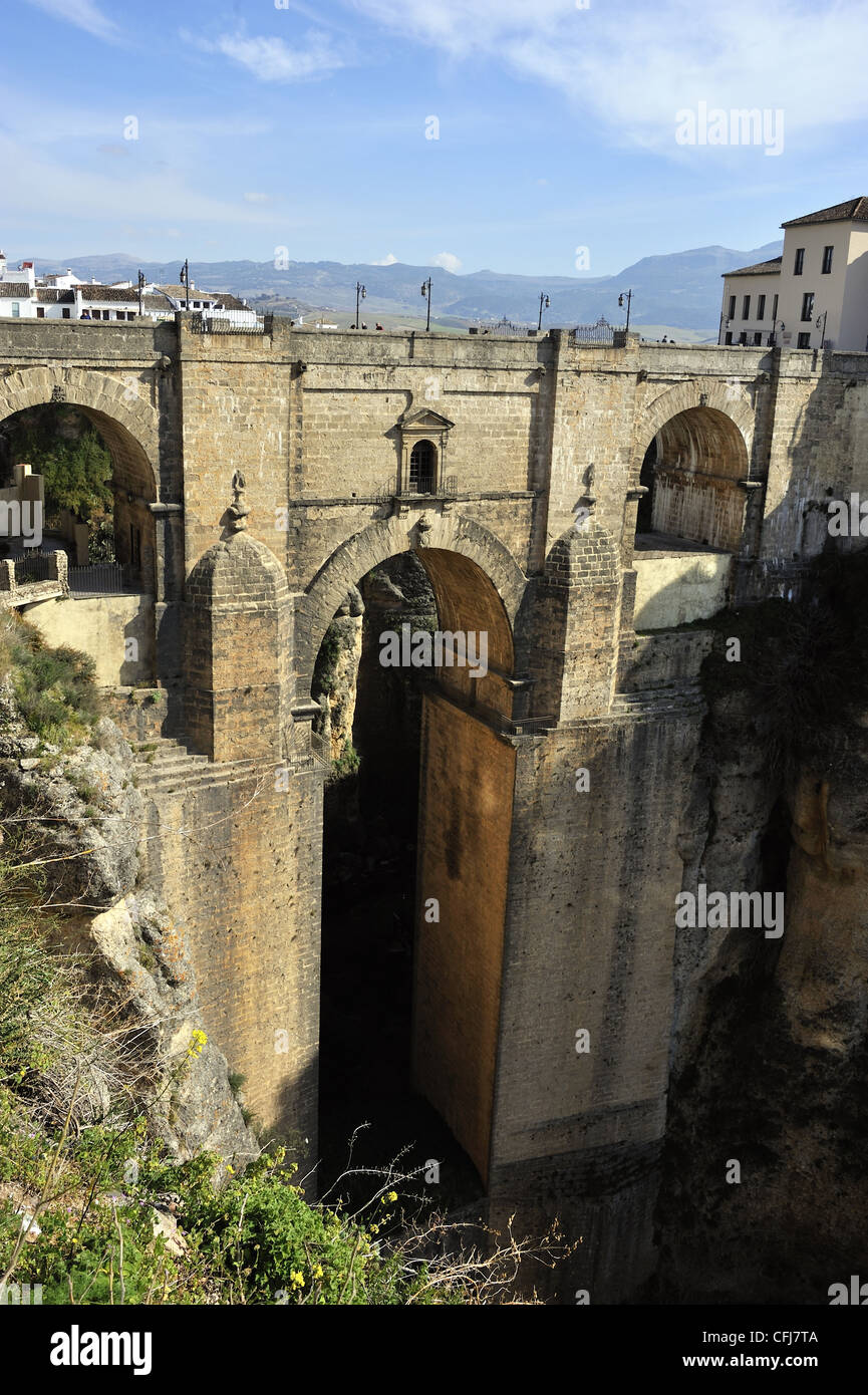 Ponte Nuevo-Brücke, Ronda, Andalusien, Spanien Stockfoto