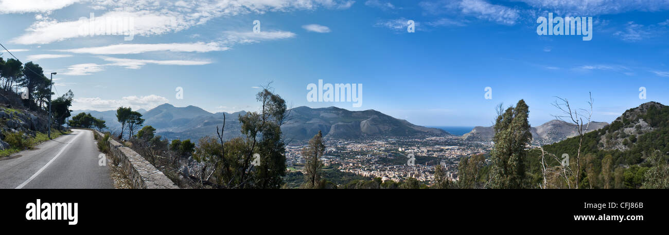 Blick auf Palermo von Mount Pilgrim - Monte Pellegrino-Sizilien-Italien Stockfoto