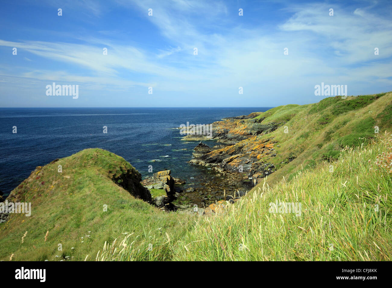 Küstenlandschaft der britischen Inseln im Sommer - Niarbyl Bay Isle Of Man Stockfoto