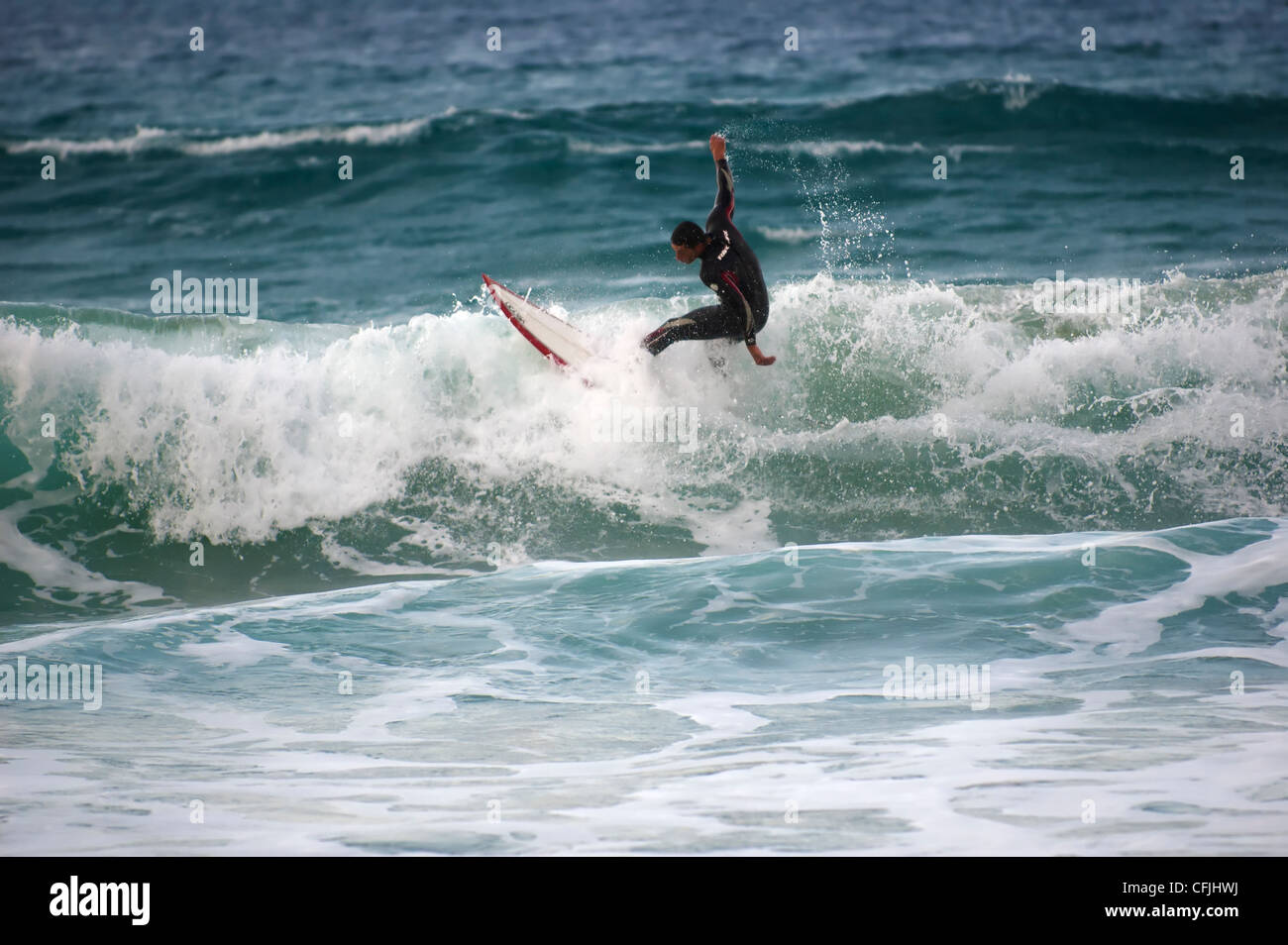 Surfen auf Fuerteventura Stockfoto