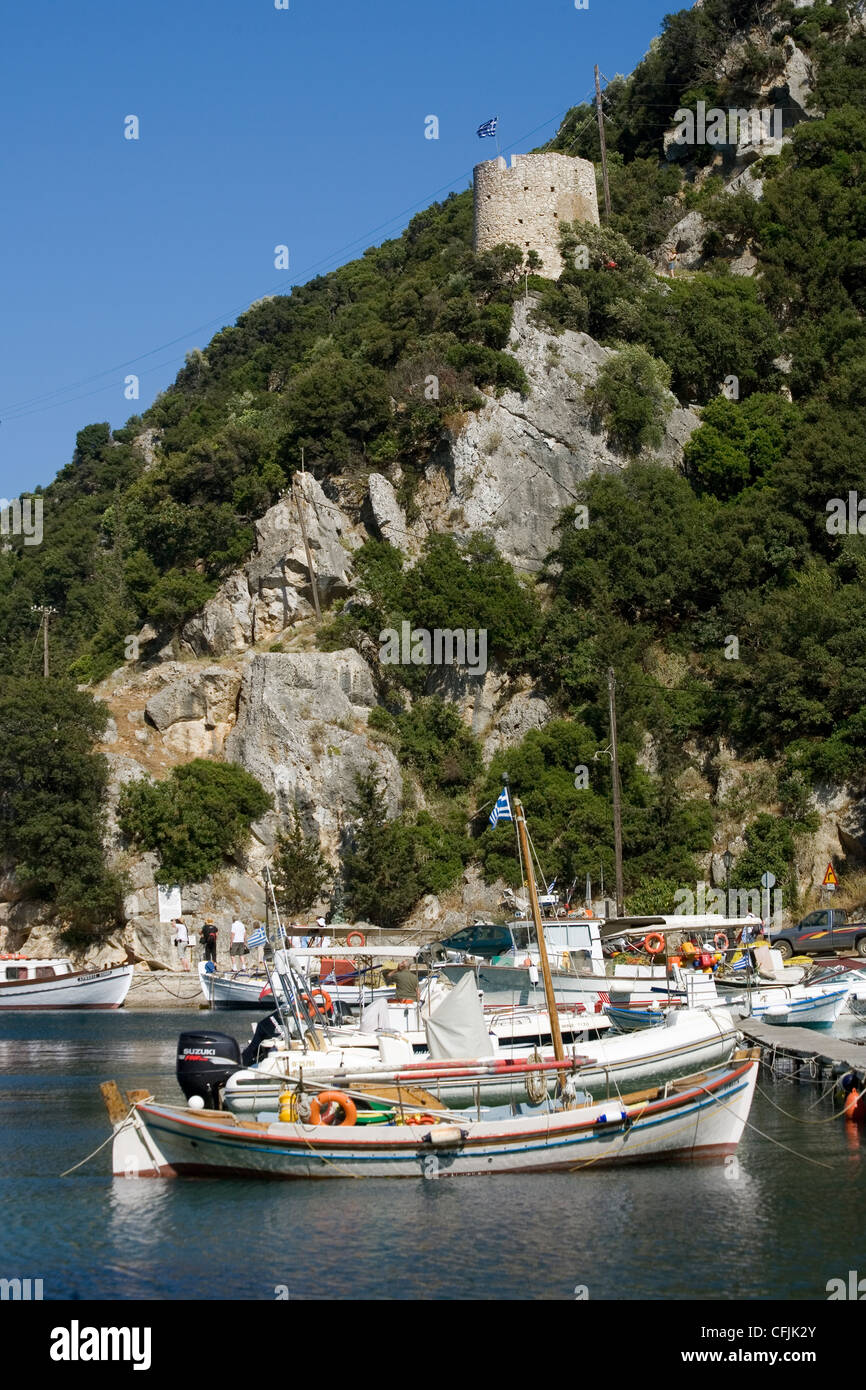 Vathy Hafen, Ithaka, Ionische Inseln, griechische Inseln, Griechenland, Europa Stockfoto