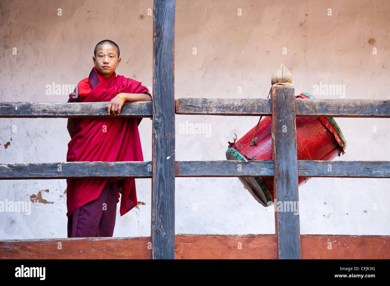 Young-buddhistischer Mönch, Wangdue Phodrang (Wangdi), Bhutan, Asien Stockfoto