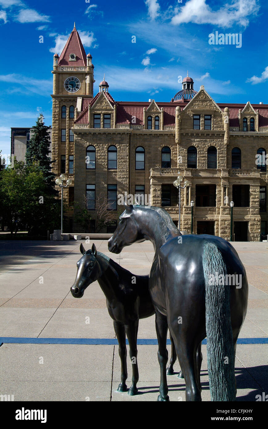 Skulptur am Rathaus von Calgary, Calgary, Alberta, Kanada, Nordamerika Stockfoto